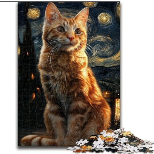 Puzzle für Teenager Nachthimmelkatze, für Kinder ab 14 Jahren, jedes Teil ist einzigartig – lustiges und herausforderndes Spiel für die ganze Familie, tolles Geschenk (Größe 50x75cm) von RZFWJL