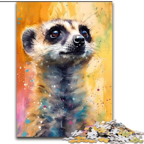 Puzzle mit 1000 Teilen für Erwachsene, Erdmännchen-Malpuzzle aus Pappe, interaktives Familienspiel, DIY-Heimdekor, Gehirn-Herausforderung, Geschenk, 1000 Stück(26x38cm) von RZFWJL