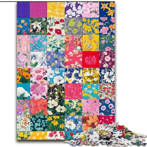 Puzzle mit 1000 Teilen für Erwachsene, Geschenke, Blumencollage, Familienaktivität, einzigartige Heimdekoration und Geschenke für Kinder ab 14 Jahren (Größe 26x38cm) von RZFWJL
