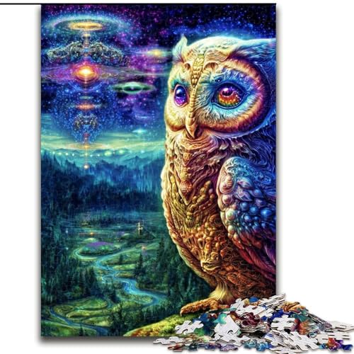 Puzzle mit 1000 Teilen für Erwachsene, Geschenke für Tier-Fantasie-Eule, Familienaktivität, einzigartige Heimdekoration und Geschenke für Kinder ab 14 Jahren (Größe 50x75cm) von RZFWJL