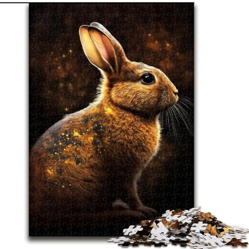 Puzzle mit 1000 Teilen für Erwachsene, Goldenes Kaninchen-Puzzle aus Holz, Weihnachten, Halloween, Ostern, Neujahr, 1000 Stück(50x75cm) von RZFWJL