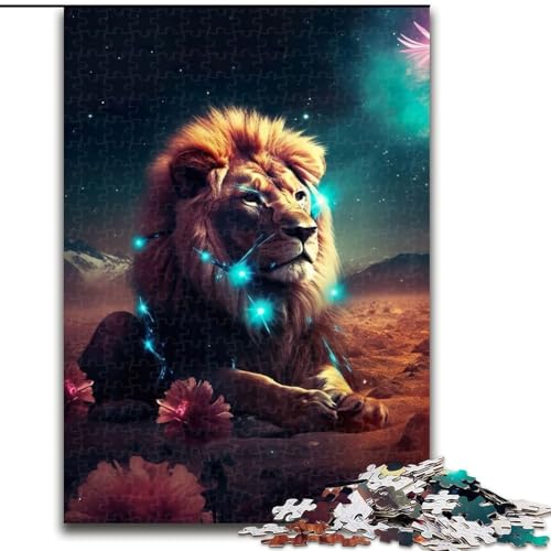 Puzzle mit 1000 Teilen für Erwachsene, Löwe auf dem Mars, aus Pappe, anspruchsvolles Denkspiel für Teenager, unterhaltsames interaktives Spiel für die ganze Familie, 1000 Teile(26x38cm) von RZFWJL