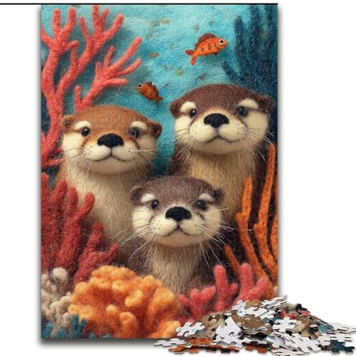 Puzzle mit 1000 Teilen für Erwachsene, Otter, Familienaktivität, einzigartige Heimdekoration und Geschenke für Kinder ab 14 Jahren (Größe 26x38cm) von RZFWJL