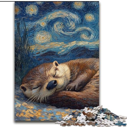 Puzzle mit 1000 Teilen für Erwachsene, Otter-Nachthimmel-Puzzle aus Pappe, Weihnachten, Halloween, Ostern, Neujahr, 1000 Teile(26x38cm) von RZFWJL