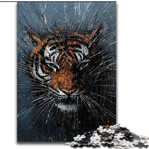 Puzzle mit 1000 Teilen für Erwachsene, Tiger, Familienaktivität, einzigartige Heimdekoration und Geschenke für Kinder ab 14 Jahren (Größe 26x38cm) von RZFWJL