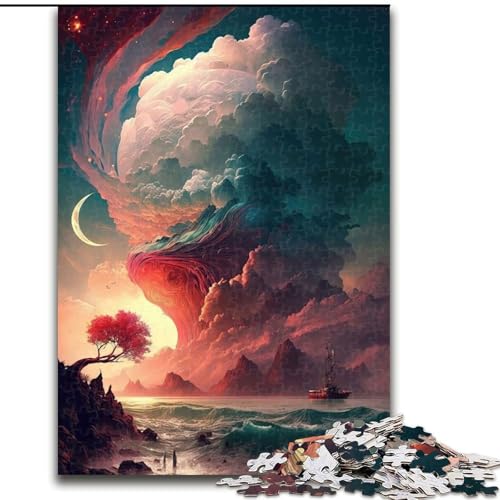 Puzzle mit 1000 Teilen für Erwachsene, farbenfrohes Fantasielandschaftspuzzle aus Holz, Weihnachten, Halloween, Ostern, Neujahr, 1000 Stück(50x75cm) von RZFWJL