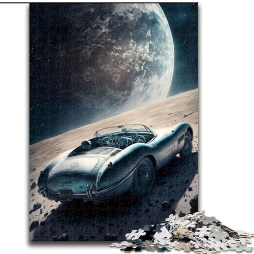 Puzzle mit 1000 Teilen für Erwachsene, klassisches Auto auf dem Mond, Puzzle aus Holz, Weihnachten, Halloween, Ostern, Neujahr, 1000 Teile(50x75cm) von RZFWJL