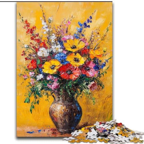Puzzle mit 1000 Teilen für Teenager, Blumen in Einer Vase, anspruchsvolles Spiel, Spielzeug, Wanddekoration, einzigartige Geburtstags (Größe 26x38cm) von RZFWJL