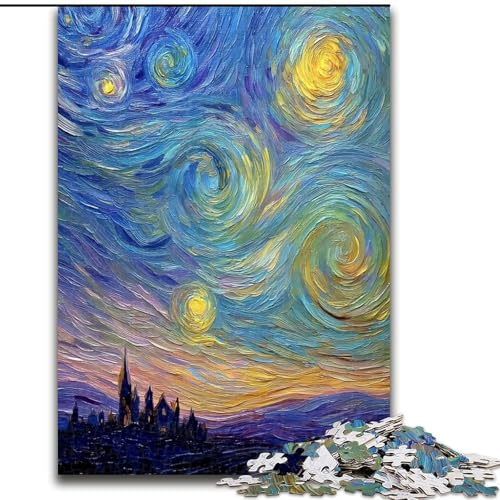 Puzzle mit 1000 Teilen für Teenager, Nachthimmel, Stadtbild, anspruchsvolles Spiel, Spielzeug, Wanddekoration, einzigartige Geburtstags (Größe 26x38cm) von RZFWJL