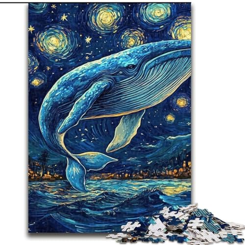 Puzzle mit 1000 Teilen für Teenager, Wale am Nachthimmel, anspruchsvolles Spielspielzeug, Wanddekoration, einzigartige Geburtstags (Größe 26x38cm) von RZFWJL