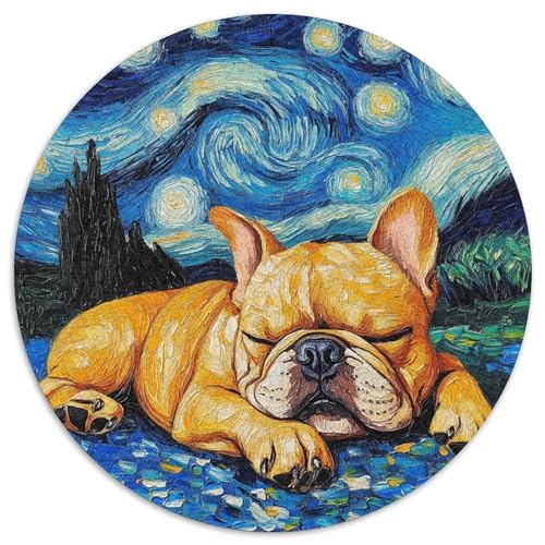 Puzzle mit 1000 Teilen zum Thema Nachthimmel der Französischen Bulldogge für Erwachsene,rundes Puzzle mit 1000 Teilen,Spaß für die ganze Familie,Basteln,perfekt für Geburtstage,Feiertage,67,5 x 67,5cm Puzzle mit 1000 Teilen zum Thema Nachthimmel der Französischen Bulldogge für Erwachsene,rundes Puzzle mit 1000 Teilen,Spaß für die ganze Familie,Basteln,perfekt für Geburtstage,Feiertage,67,5 x 67,5cm von RZFWJL