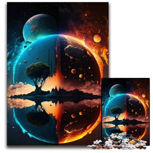 Puzzle mit Landschaft auf einem fremden Planeten, 1000 Teile, für Erwachsene, Puzzle für Erwachsene, Lernspielzeug für Jugendliche, Heimbüro-Dekor, 26x38cm/10,23x14,96 Zoll von RZFWJL