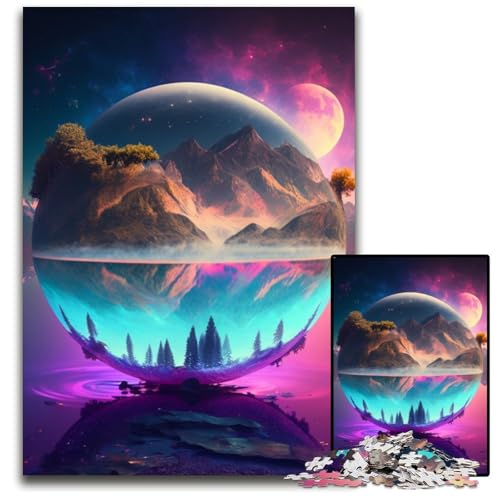 Puzzle mit Landschaften auf fremden Planeten, 1000 Teile, Denksportaufgabe, Geschenk, pädagogische Aktivität für Jugendliche, 26x38cm/10,23x14,96 Zoll von RZFWJL