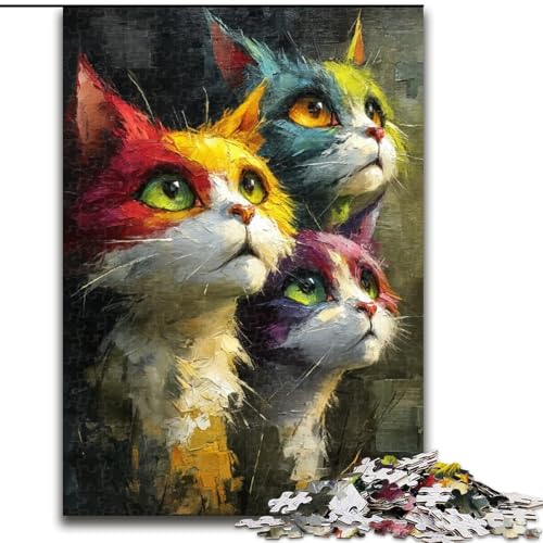 Puzzles für Erwachsene und Jugendliche, 1000 Teile, DREI Katzen, für Lernspiele, Herausforderungsspielzeug, einzigartige Heimdekoration und Geschenke (Größe 50x75cm) von RZFWJL