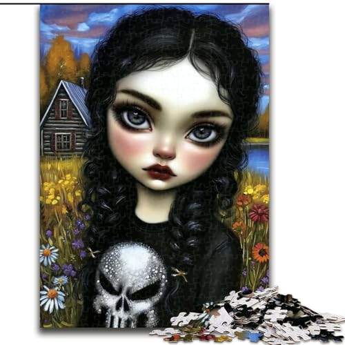 Puzzles für Erwachsene und Jugendliche, 1000 Teile, Dunkles Mädchen, für Kinder ab 14 Jahren, Lernspiel, Herausforderung, Spielzeug, Geschenk zum Geburtstag (Größe 26x38cm) von RZFWJL