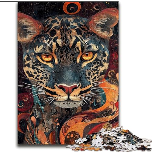 Puzzles für Erwachsene und Jugendliche, 1000 Teile, Flammenleopard, für Kinder ab 14 Jahren, Lernspiel, Herausforderung, Spielzeug, Geschenk zum Geburtstag (Größe 26x38cm) von RZFWJL