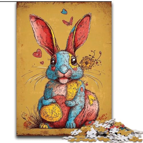 Puzzles für Erwachsene und Jugendliche, 1000 Teile, Kaninchen, für Kinder ab 14 Jahren, Lernspiel, Herausforderung, Spielzeug, Geschenk zum Geburtstag (Größe 26x38cm) von RZFWJL