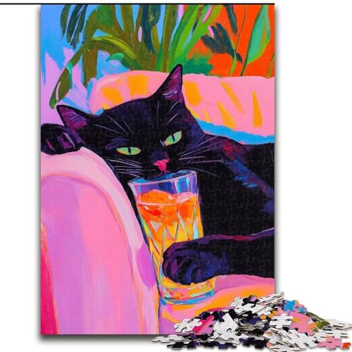 Puzzles für Erwachsene und Jugendliche, 1000 Teile, Katze liegt auf dem Sofa, für Lernspiele, Herausforderungsspielzeug, einzigartige Heimdekoration und Geschenke (Größe 26x38cm) von RZFWJL