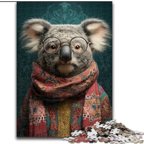 Puzzles für Erwachsene und Jugendliche, 1000 Teile, Koala mit Schal, für Lernspiele, Herausforderungsspielzeug, einzigartige Heimdekoration und Geschenke (Größe 50x75cm) von RZFWJL