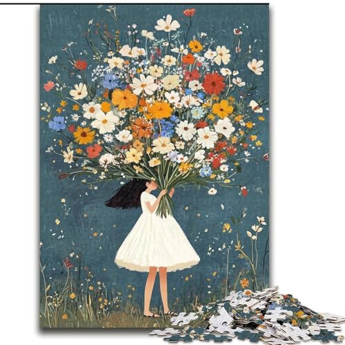 Puzzles für Erwachsene und Jugendliche, 1000 Teile, Mädchen im weißen Kleid, für Kinder ab 14 Jahren, Lernspiel, Herausforderung, Spielzeug, Geschenk zum Geburtstag (Größe 26x38cm) von RZFWJL