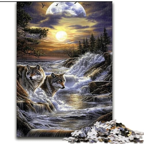 Puzzles für Erwachsene und Jugendliche, 1000 Teile, Mondwolf, für Kinder ab 14 Jahren, Lernspiel, Herausforderung, Spielzeug, Geschenk zum Geburtstag (Größe 50x75cm) von RZFWJL