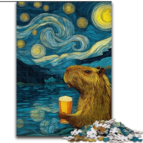 Puzzles für Erwachsene und Jugendliche, 1000 Teile, Nachthimmel-Frosch, für Lernspiele, Herausforderungsspielzeug, einzigartige Heimdekoration und Geschenke (Größe 50x75cm) von RZFWJL