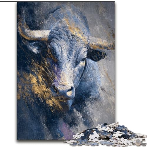 Puzzles für Erwachsene und Jugendliche, 1000 Teile, Ölgemälde mit Stier, für Kinder ab 14 Jahren, Lernspiel, Herausforderung, Spielzeug, Geschenk zum Geburtstag (Größe 50x75cm) von RZFWJL