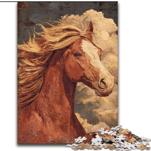 Puzzles für Erwachsene und Jugendliche, 1000 Teile, Pferdekunst, für Kinder ab 14 Jahren, Lernspiel, Herausforderung, Spielzeug, Geschenk zum Geburtstag (Größe 26x38cm) von RZFWJL