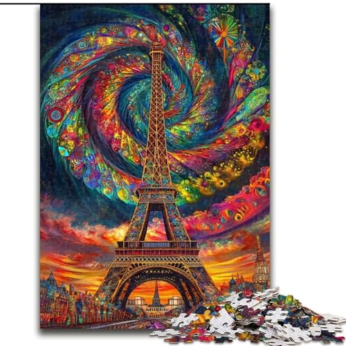 Puzzles für Erwachsene und Jugendliche, 1000 Teile, Psychedelic Eiffel, für Lernspiele, Herausforderungsspielzeug, einzigartige Heimdekoration und Geschenke (Größe 50x75cm) von RZFWJL