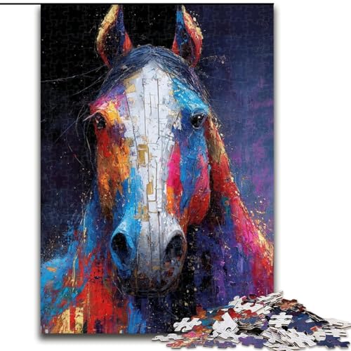 Puzzles für Erwachsene und Jugendliche, 1000 Teile, Puzzle Pferd Aquarell, für Kinder ab 14 Jahren, Lernspiel, Herausforderung, Spielzeug, Geschenk zum Geburtstag (Größe 26x38cm) von RZFWJL