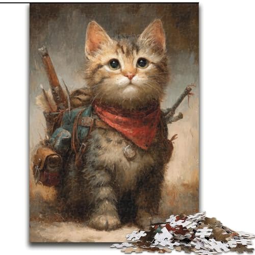 Puzzles für Erwachsene und Jugendliche, 1000 Teile, Puzzle Reisekatze, für Lernspiele, Herausforderungsspielzeug, einzigartige Heimdekoration und Geschenke (Größe 50x75cm) von RZFWJL