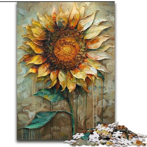 Puzzles für Erwachsene und Jugendliche, 1000 Teile, Sonnenblumenkunst, für Lernspiele, Herausforderungsspielzeug, einzigartige Heimdekoration und Geschenke (Größe 50x75cm) von RZFWJL
