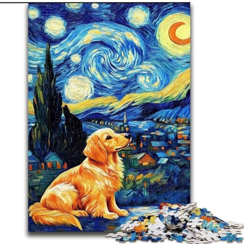 Puzzles für Erwachsene und Jugendliche, 1000 Teile, Sternennachthund, für Lernspiele, Herausforderungsspielzeug, einzigartige Heimdekoration und Geschenke (Größe 50x75cm) von RZFWJL