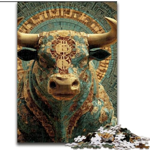Puzzles für Erwachsene und Jugendliche, 1000 Teile, Stiermalerei, für Lernspiele, Herausforderungsspielzeug, einzigartige Heimdekoration und Geschenke (Größe 26x38cm) von RZFWJL