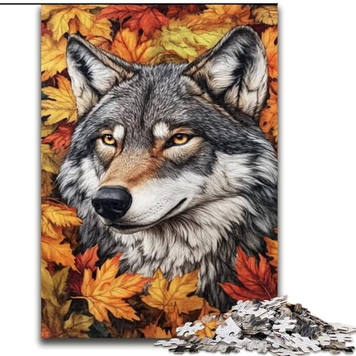 Puzzles für Erwachsene und Jugendliche, 1000 Teile, Wölfe und gefallene Blätter, für Lernspiele, Herausforderungsspielzeug, einzigartige Heimdekoration und Geschenke (Größe 50x75cm) von RZFWJL