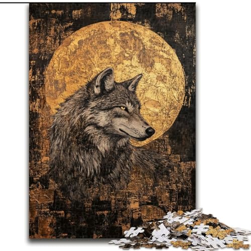Puzzles für Erwachsene und Jugendliche, 1000 Teile, Wolfskunst, für Kinder ab 14 Jahren, Lernspiel, Herausforderung, Spielzeug, Geschenk zum Geburtstag (Größe 50x75cm) von RZFWJL
