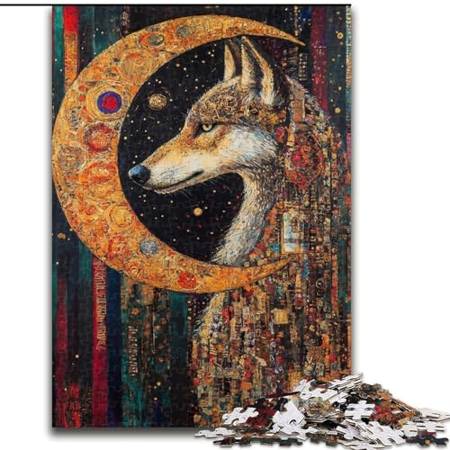 Puzzles für Erwachsene und Jugendliche, 1000 Teile, Wolfskunst, für Lernspiele, Herausforderungsspielzeug, einzigartige Heimdekoration und Geschenke (Größe 26x38cm) von RZFWJL