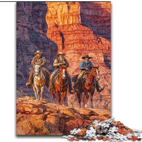 Puzzles für Erwachsene und Jugendliche, 1000 Teile, Wüsten-Cowboy, für Lernspiele, Herausforderungsspielzeug, einzigartige Heimdekoration und Geschenke (Größe 50x75cm) von RZFWJL