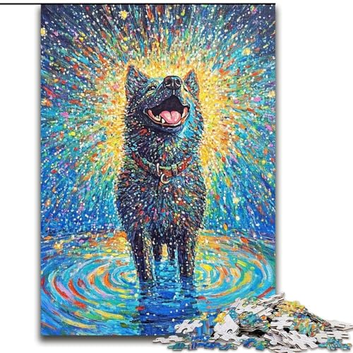 Puzzles für Erwachsene und Jugendliche, 1000 Teile, fröhlicher, skurriler Akita-Hund, für Lernspiele, Herausforderungsspielzeug, einzigartige Heimdekoration und Geschenke (Größe 26x38cm) von RZFWJL