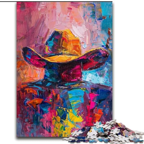 Puzzles für Erwachsene und Jugendliche, 1000-teiliges Puzzle, Cowboyhut, für Lernspiele, Herausforderungsspielzeug, einzigartige Heimdekoration und Geschenke (Größe 26x38cm) von RZFWJL
