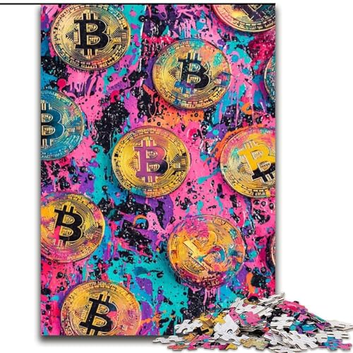 Puzzles für Erwachsene und Jugendliche, 1000-teiliges Puzzle, Graffiti Bitcoin, für Kinder ab 14 Jahren, Lernspiel, Herausforderung, Spielzeug, Geschenk zum Geburtstag (Größe 50x75cm) von RZFWJL