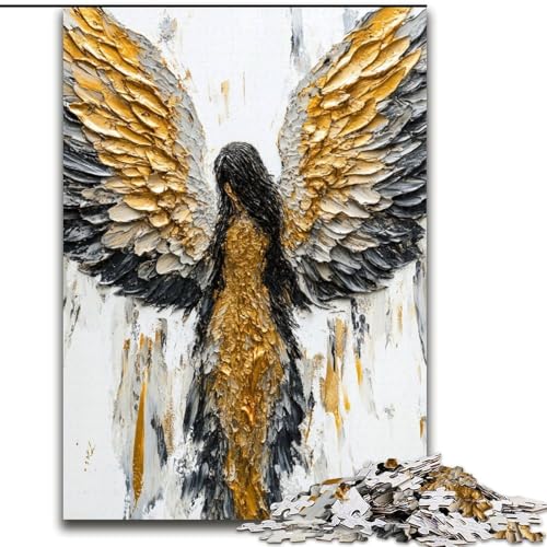Puzzles für Erwachsene und Jugendliche, 1000-teiliges Puzzle Goldener Engel, für Kinder ab 14 Jahren, Lernspiel, Herausforderung, Spielzeug, Geschenk zum Geburtstag (Größe 50x75cm) von RZFWJL