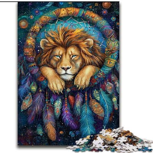 Puzzles für Erwachsene und Jugendliche, 1000-teiliges Puzzle Löwe-Traumfänger, für Kinder ab 14 Jahren, Lernspiel, Herausforderung, Spielzeug, Geschenk zum Geburtstag (Größe 50x75cm) von RZFWJL