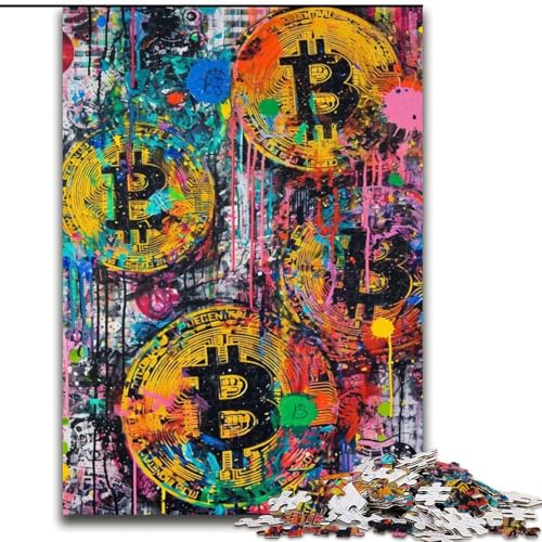 Puzzles für Erwachsene und Jugendliche, Puzzle Bitcoin Graffiti, Spielzeug, Lernspiele, Stressabbau, Eltern-Kind-Interaktion (Größe 50x75cm) von RZFWJL