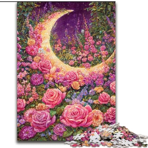 Puzzles für Erwachsene und Jugendliche, Puzzle Blumen und Mond, Spielzeug, Lernspiele, Stressabbau, Eltern-Kind-Interaktion (Größe 50x75cm) von RZFWJL