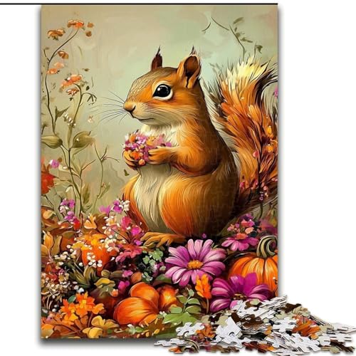Puzzles für Erwachsene und Jugendliche, Puzzle Eichhörnchenblumen, Spielzeug, Lernspiele, Stressabbau, Eltern-Kind-Interaktion (Größe 26x38cm) von RZFWJL
