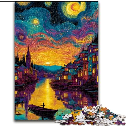 Puzzles für Erwachsene und Jugendliche, Puzzle Italien unter dem Nachthimmel, Spielzeug, Lernspiele, Stressabbau, Eltern-Kind-Interaktion (Größe 50x75cm) von RZFWJL