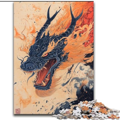 Puzzles für Erwachsene und Jugendliche, Puzzle Japanischer Wellendrache, Spielzeug, Lernspiele, Stressabbau, Eltern-Kind-Interaktion (Größe 26x38cm) von RZFWJL