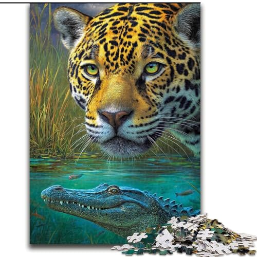 Puzzles für Erwachsene und Jugendliche, Puzzle Krokodil und Leopard, Spielzeug, Lernspiele, Stressabbau, Eltern-Kind-Interaktion (Größe 26x38cm) von RZFWJL