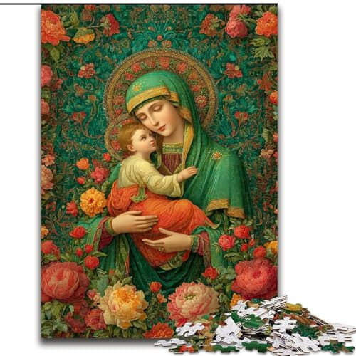 Puzzles für Erwachsene und Jugendliche, Puzzle Porträt von Maria, der Mutter, Spielzeug, Lernspiele, Stressabbau, Eltern-Kind-Interaktion (Größe 50x75cm) von RZFWJL